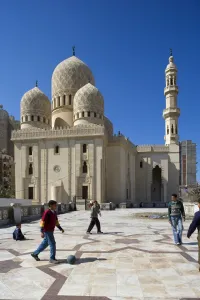 Sport Prints: Childern play football in front of the Abu Al-Abbas Al-Mursi Mosque
