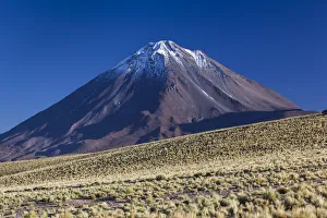Chile, Atacama Desert, San Pedro de Atacama, Ruta 27 CH highway, view of the Volcan