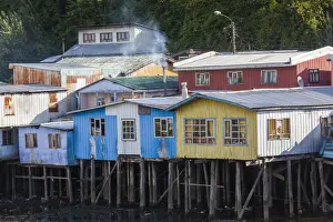 Chile, Chiloe Island, Castro, palafito stilt houses