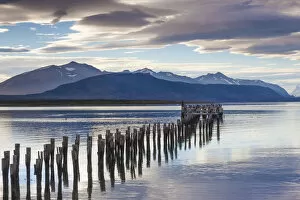 Images Dated 4th July 2013: Chile, Magallanes Region, Puerto Natales, Seno Ultima Esperanza bay, landscape