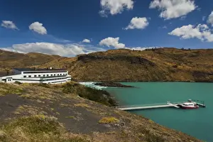Lago Pehoe Prints: Chile, Magallanes Region, Torres del Paine National Park, Lago Pehoe, Explora Hotel
