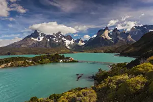 Chile, Magallanes Region, Torres del Paine National Park, Lago Pehoe, morning landscape
