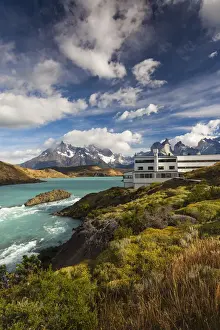 Lago Pehoe Prints: Chile, Magallanes Region, Torres del Paine National Park, Lago Pehoe, Explora Hotel