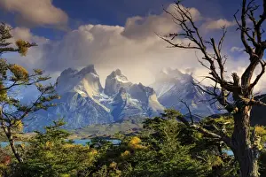 Chile, Patagonia, Torres del Paine National Park (UNESCO Site), Cuernos del Paine peaks