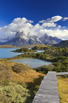 Chile, Patagonia, Torres del Paine National Park (UNESCO Site), Cuernos del Paine peaks