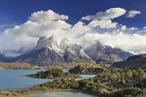 Chile, Patagonia, Torres del Paine National Park (UNESCO Site), Cuernos del Paine peaks