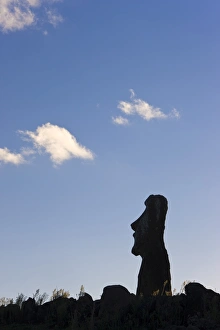 Chile, Rapa Nui, Easter Island, monolithic giant stone Moai statue at Tongariki