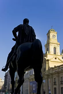 Plaza De Armas Gallery: Chile, Santiago, Cathedral Metropolitana & Museum Historico Nacional & statue of Pedro