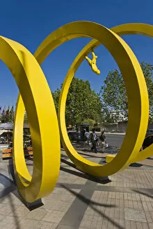Chile, Santiago, Central Business District, Yellow Spiral Sculpture