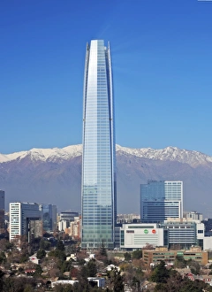 Images Dated 27th June 2016: Chile, Santiago, View from the Parque Metropolitano towards the high raised buildings