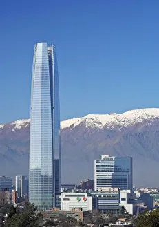 Images Dated 23rd September 2016: Chile, Santiago, View from the Parque Metropolitano towards the high raised buildings