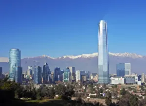 Chile, Santiago, View from the Parque Metropolitano towards the high raised buildings