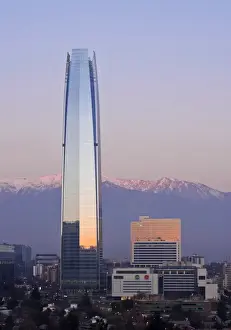 Parque Metropolitano Prints: Chile, Santiago, View from the Parque Metropolitano towards the high raised buildings