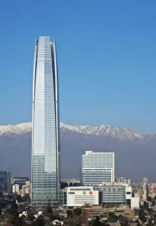 Chile, Santiago, View from the Parque Metropolitano towards the high raised buildings