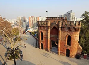 Images Dated 23rd September 2016: Chile, Santiago, View of the remains of the old Spanish fort on top of the Santa Lucia