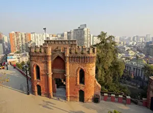 Chile, Santiago, View of the remains of the old Spanish fort on top of the Santa Lucia