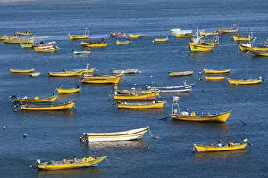 Pacific Coast Gallery: Chile, Tongoy, elevated view of fishing boats