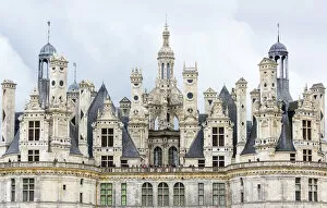 Images Dated 25th September 2017: Chimneys and towers of Chateau de Chambord, the largest chateau in the Loire Valley