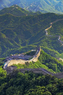 Mountain Area Prints: China, Beijing, Great wall of Badaling, sunset on the great wall