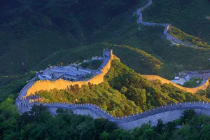 Mountain Area Prints: China, Beijing, Great wall of Badaling, sunset on the great wall