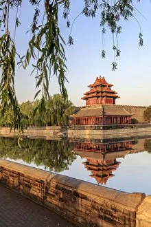 Images Dated 10th March 2017: China, Beijing, Palace moat and Forbidden city at sunrise