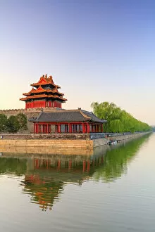 Beijing Gallery: China, Beijing, Palace moat and Forbidden city at sunrise