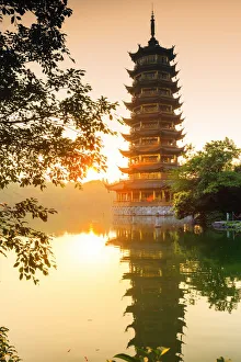 Oriental Flavour Prints: China, Guangxi province, Guilin, Banyan Lake Pagodas