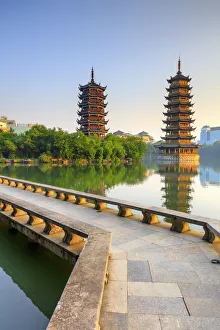 Images Dated 10th March 2017: China, Guangxi province, Guilin, Banyan Lake Pagodas