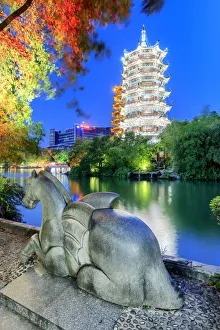 Images Dated 10th March 2017: China, Guangxi province, Guilin, Banyan Lake Pagodas