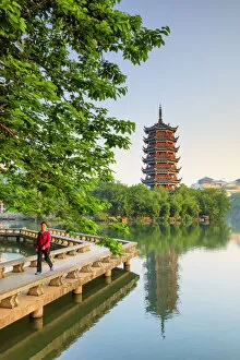 Images Dated 10th March 2017: China, Guangxi province, Guilin, Banyan Lake Pagodas