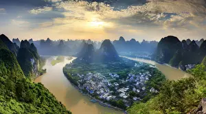 Guangxi Prints: China, Guangxi province, Xingping village along River Li