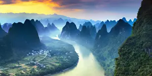 Scenics Prints: China, Guangxi province, Xingping village along River Li