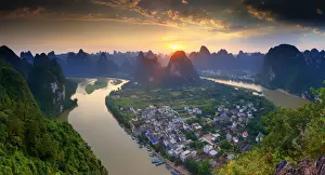 Xingping Prints: China, Guangxi province, Xingping village along River Li