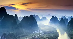 Scenics Prints: China, Guangxi province, Xingping village along River Li