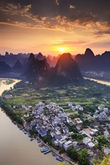 Guangxi Prints: China, Guangxi province, Xingping village along River Li