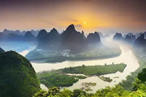 Guangxi Prints: China, Guangxi province, Xingping village along River Li