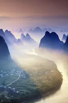 Guangxi Prints: China, Guangxi province, Xingping village along River Li