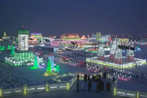 Harbin Prints: China, Heilongjiang, Harbin, Haerbin Ice and Snow World Festival