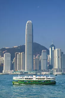 China, Hong Kong, Central, Two International Financial Centre building and Star Ferry