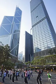 Skycraper Prints: China, Hong Kong, Central, People doing Tai Chi Exercise