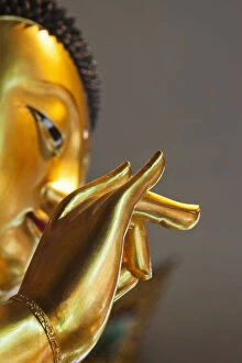 Buddha Statue Gallery: China, Hong Kong, Lantau, Interior of Po Lin Monastery, Buddha Statue Hand Detail