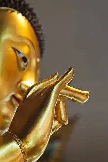 Taoist Prints: China, Hong Kong, Lantau, Interior of Po Lin Monastery, Buddha Statue Hand Detail