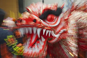 Images Dated 14th April 2011: China, Hong Kong, Tai Kok Tsui Temple Fair, Dragon Dance