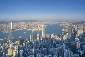 China, Hong Kong, Victoria Harbour and Hong Kong Island skyline