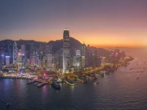 China, Hong Kong, Victoria Harbour and Hong Kong Island skyline