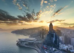 Hong Kong Prints: China, Hong Kong, Victoria Harbour and Hong Kong Island skyline