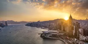 Hong Kong Prints: China, Hong Kong, Victoria Harbour and Hong Kong Island skyline