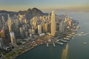 China, Hong Kong, Victoria Harbour and Hong Kong Island skyline