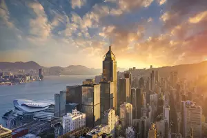 Hong Kong Prints: China, Hong Kong, Victoria Harbour and Hong Kong Island skyline