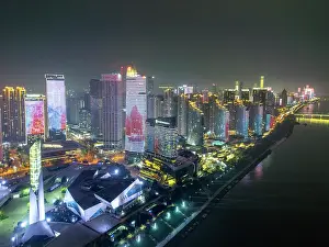 Night View Prints: China, Hunan Province, Changsha City